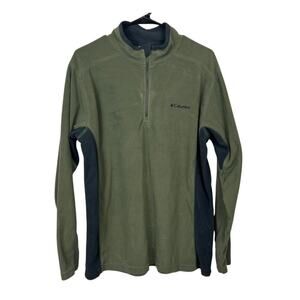 Columbia Green & Black Half-Zip Fleece Pullover Long Sleeve Mens L Activewear